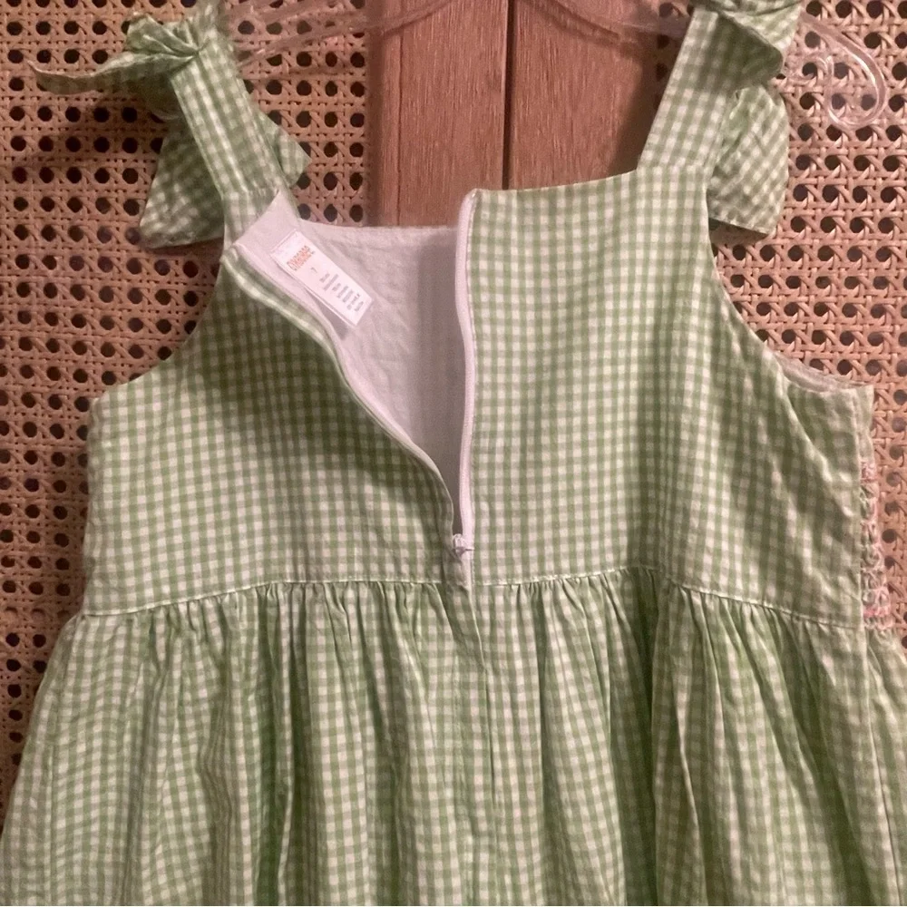 Gymboree  Girls Size 7 Green Gingham Smocked Dress Easter